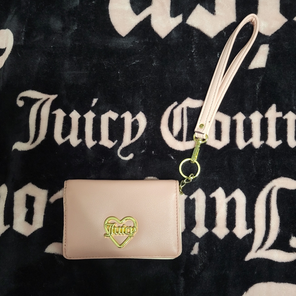 Juicy Couture Pink Wristlet with Gold Heart Logo